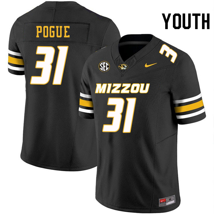 Youth #31 Nasir Pogue Missouri Tigers College Football Jerseys Stitched-Black